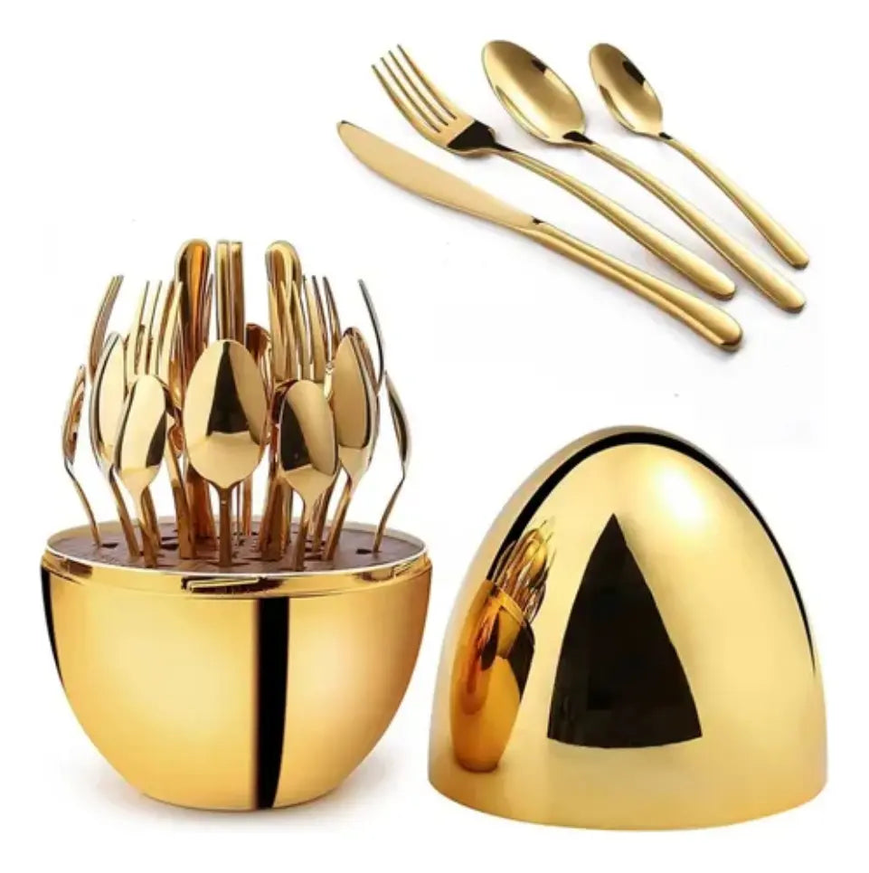 Set de cubierto 24p base huevo corona