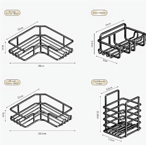 organizador de baño adhesivo de 4 pieza