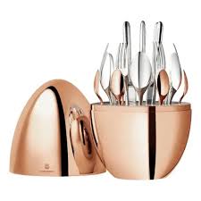 Cubiertos huevo lizo oro rosa