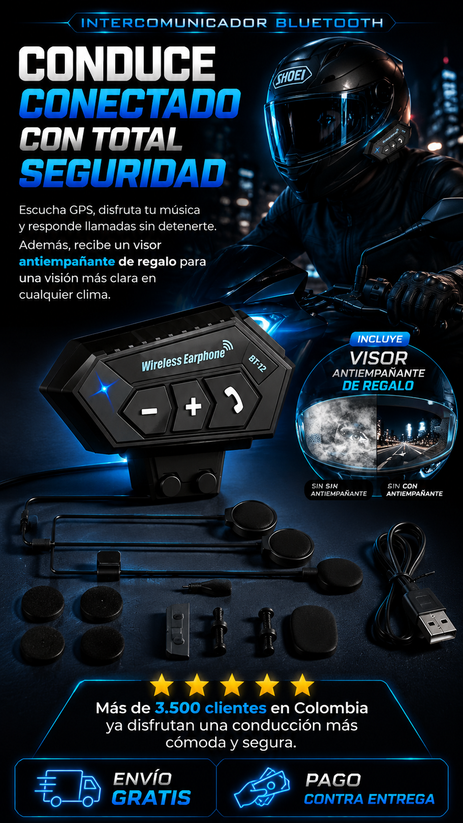 Intercomunicador bt12 + antiempañante