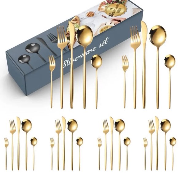 Set Cubiertos 30 pz dorado