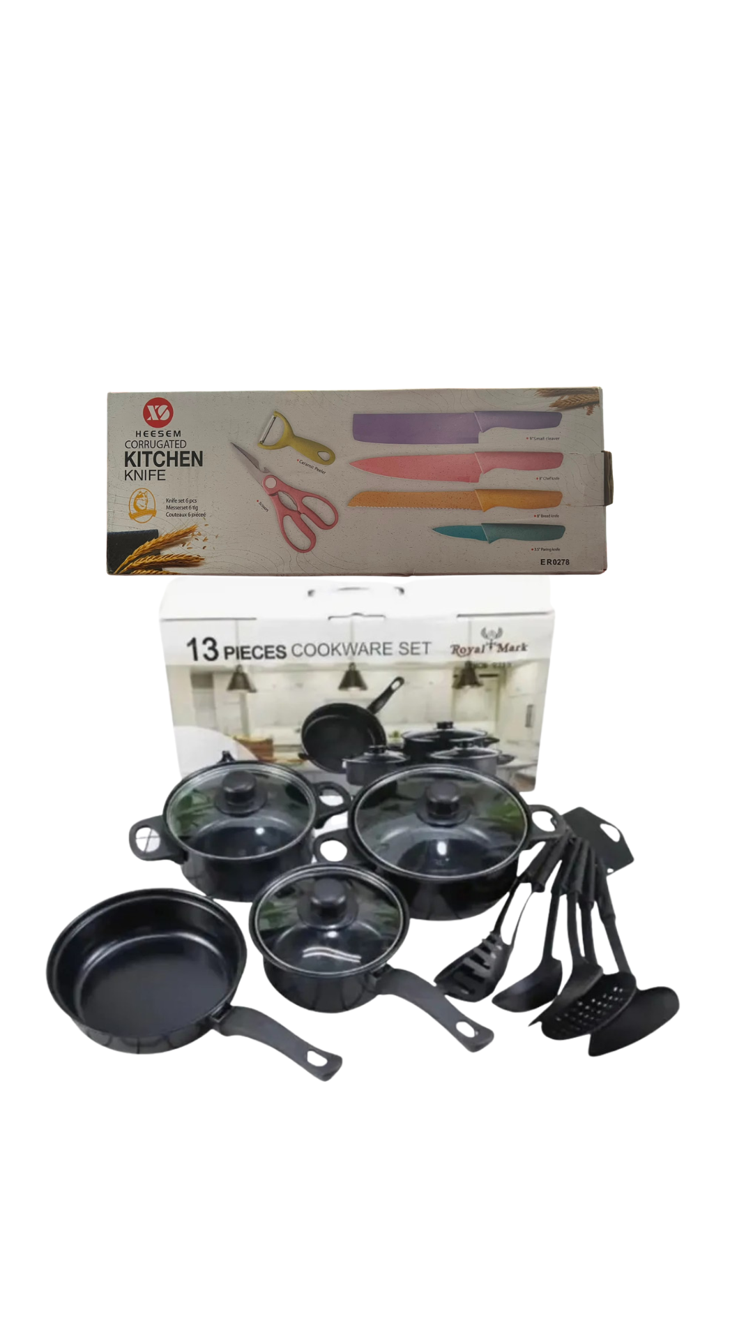 juego de ollas con cuchillo
