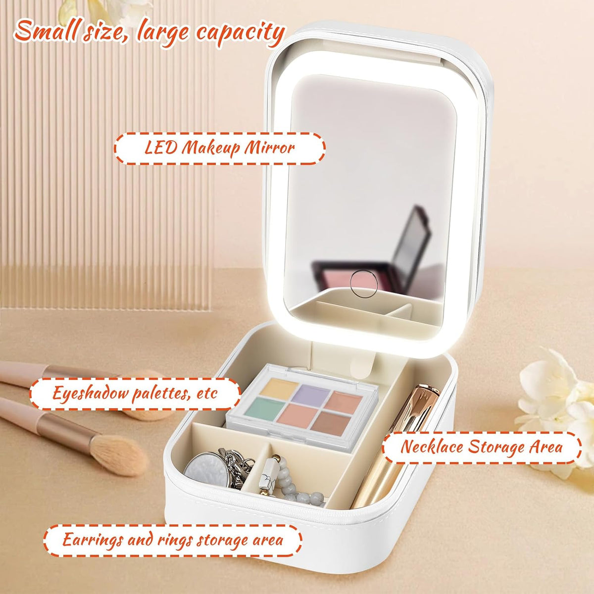 Joyero Cosmetiquera Con Espejo Led