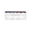 Barra de luces Serie 21 Ultra Brillante con 74 poderosos LEDs última generación, color Rojo/Azul/ambar