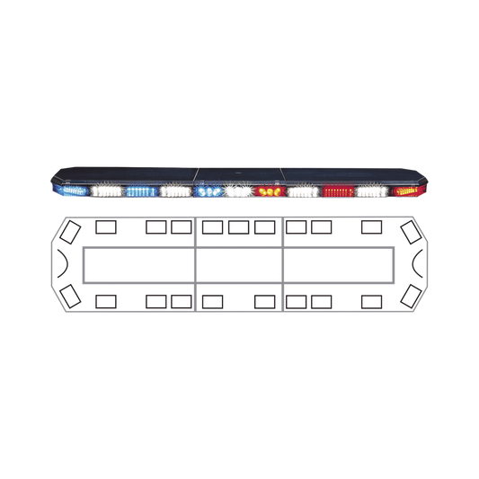 Barra de luces serie 21  Ultra Brillante con 83 poderosos LEDs última generación, color Rojo/Azul