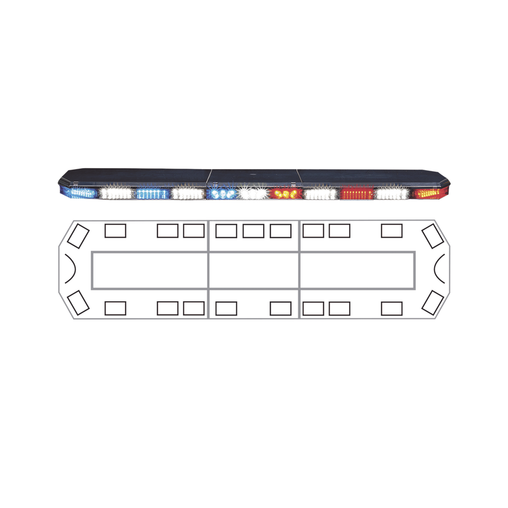 Barra de luces 47" serie 21  Ultra Brillante con 166 poderosos LEDs, color Rojo/Azul/ Ámbar