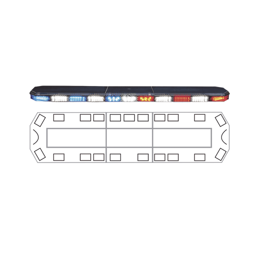 Barra de luces 47" serie 21  Ultra Brillante con 166 poderosos LEDs, color Rojo/Azul/ Ámbar