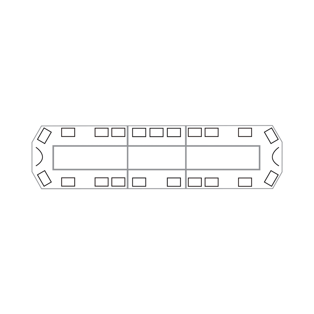 Torreta 47" Serie 21 con 204 LEDs, frente: Rojo/Blanco, Azul/Blanco, trasero: Rojo/Ámbar, Azul/Ámbar