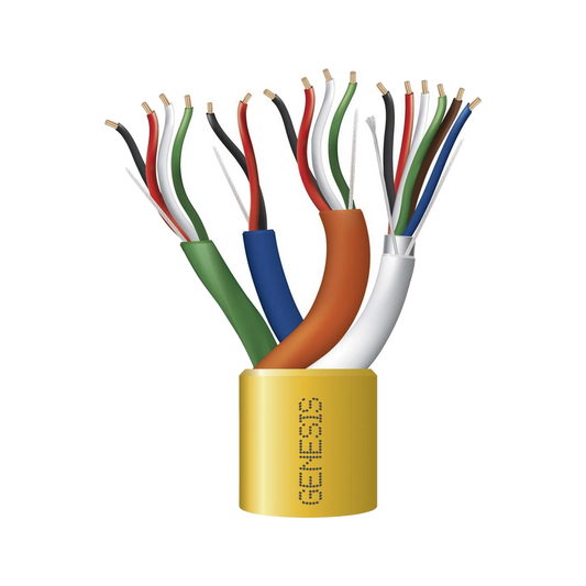 Caja de cable de 305 mts, color amarillo, compuesto por: 22/6 trenzado blindado, 22/4 trenzado, 22/2 trenzado, 18/4 trenzado para aplicaciones en control de acceso.