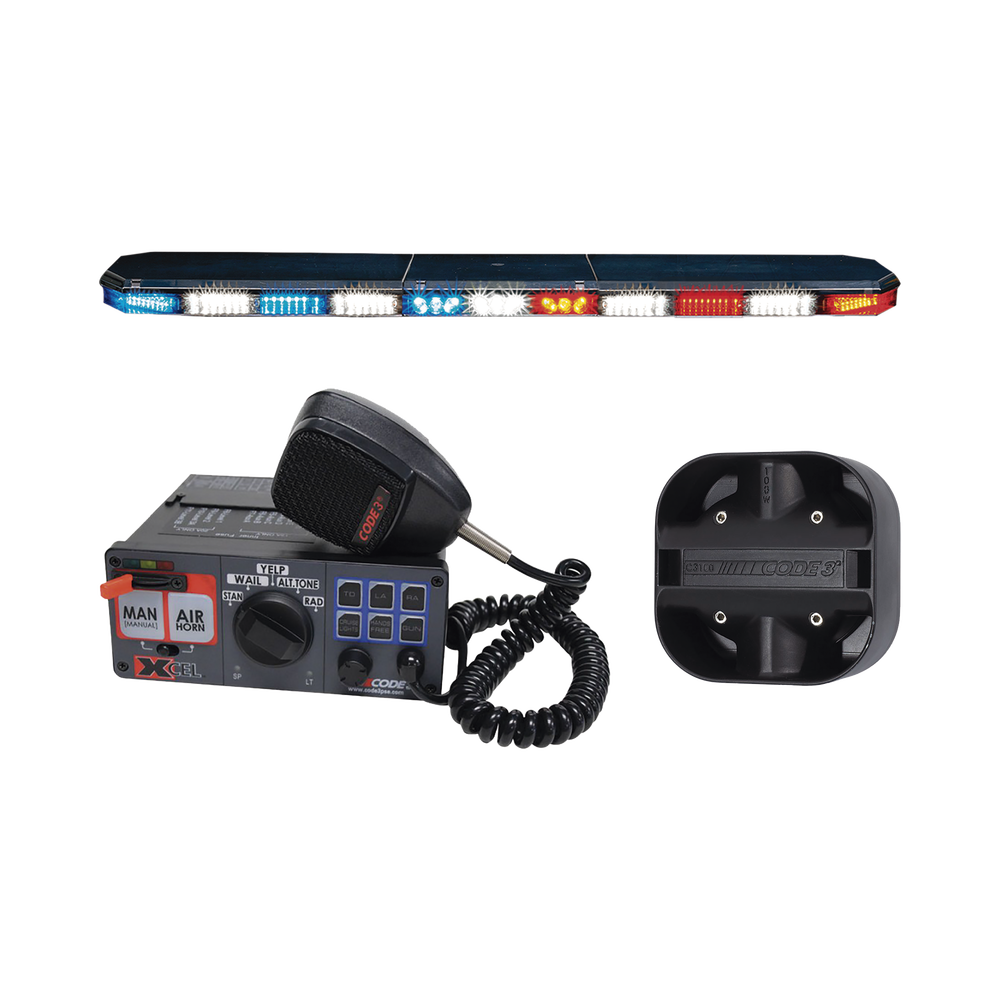 Kit de Sirena, bocina y Torreta 47" Serie 21 con 126 LEDs color : Rojo/ Azul/Ámbar