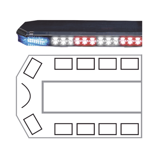 Barra de luces serie 21  Ultra Brillante con 93 poderosos LEDs última generación, color Rojo/Azul