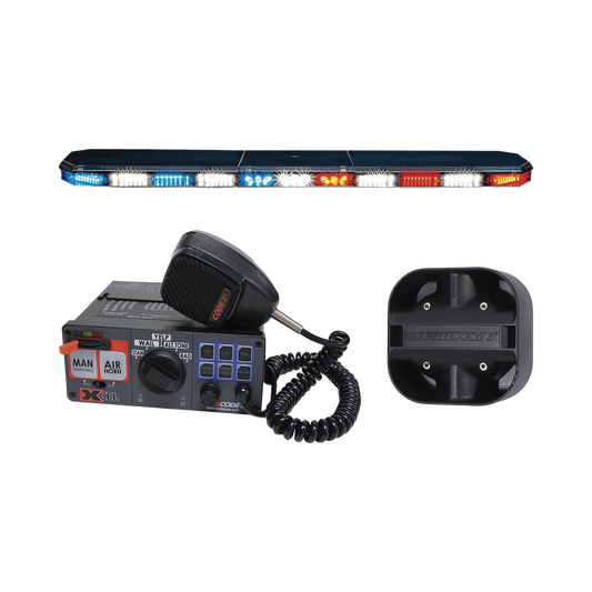 Kit de Sirena, bocina y Torreta 47" Serie 21 con 141 LEDs color  Rojo/Azul