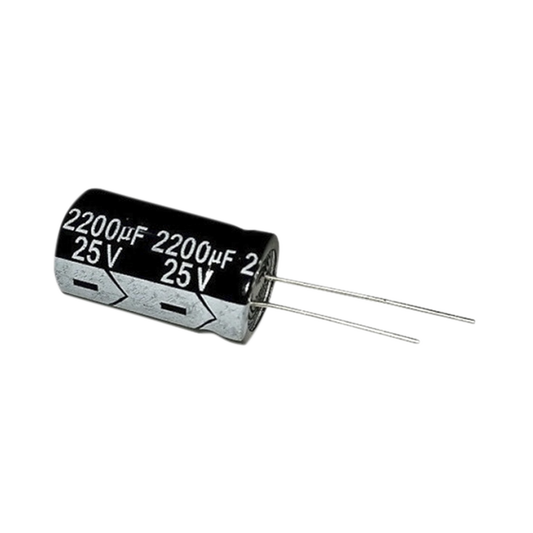 Capacitor Electrolítico 2200 MF, 25 Vcd, 13 x 25 mm.