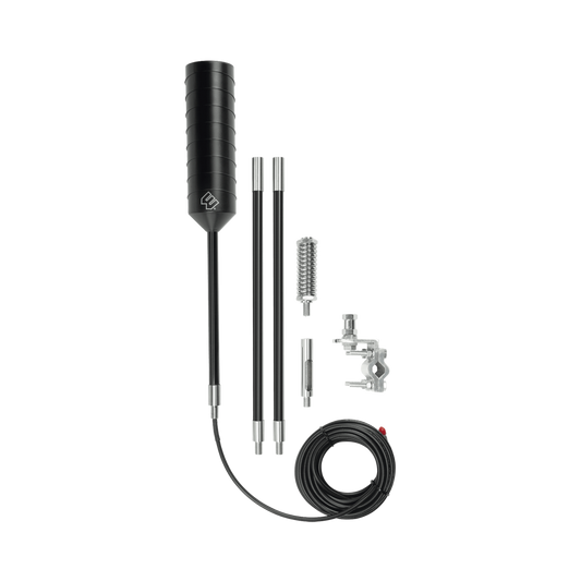 Antena Omnidireccional para Amplificador o Modem 4G/3G | Con montaje para espejo de Trailer | Rangos de frecuencia 700-900 MHz, 1710-2270 MHz | Ganancia Máxima 3.5 dBi.