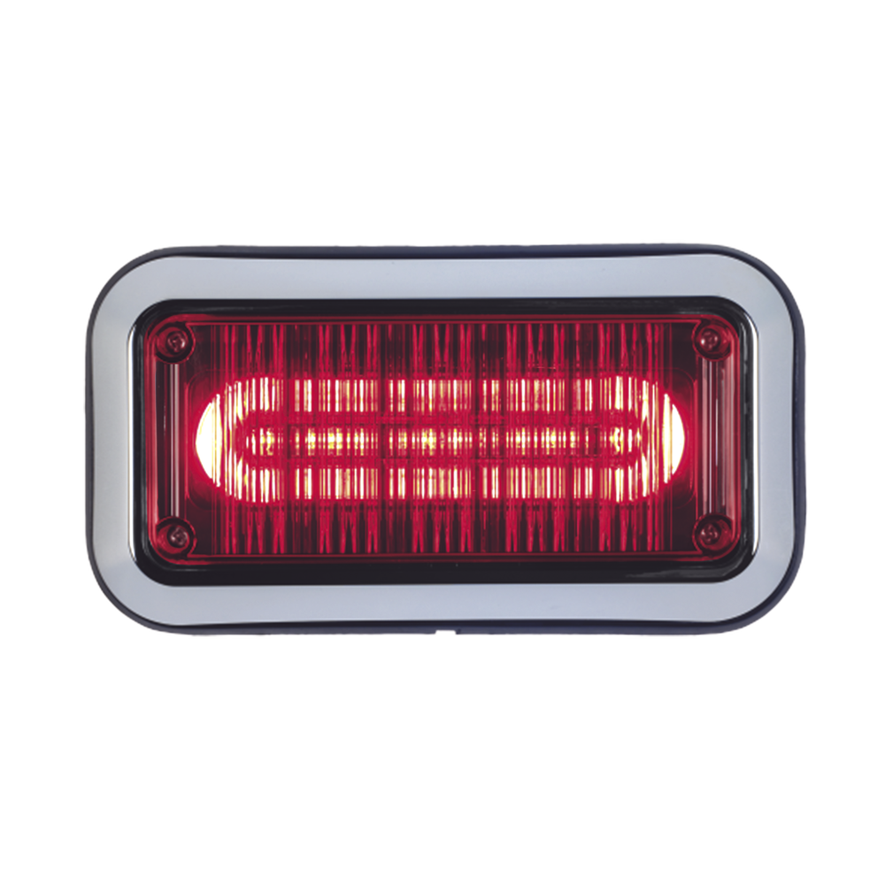 Luz perimetral de advertencia Prizm II con bisel 7"x 3"  lente claro, LED color rojo