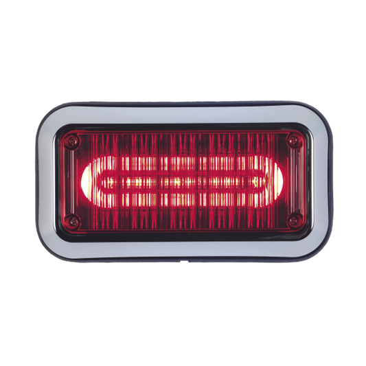 Luz perimetral de advertencia Prizm II con bisel 7"x 3"  lente claro, LED color rojo