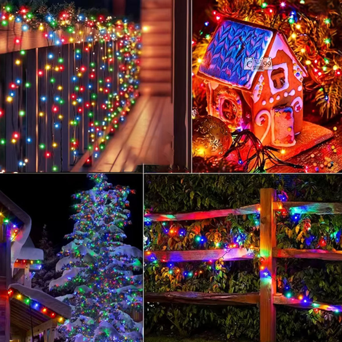 Luces Lineales Cable verde 200 Led Solar