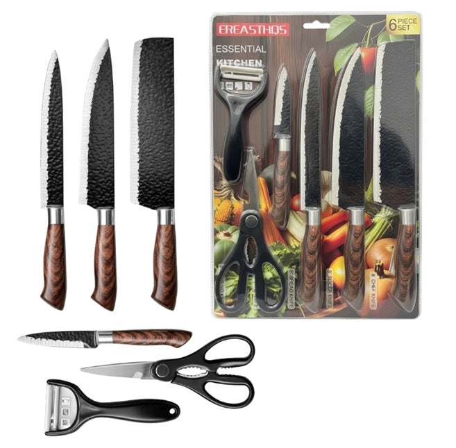 Set de Cuchillos x6 con Pelador y Tijera