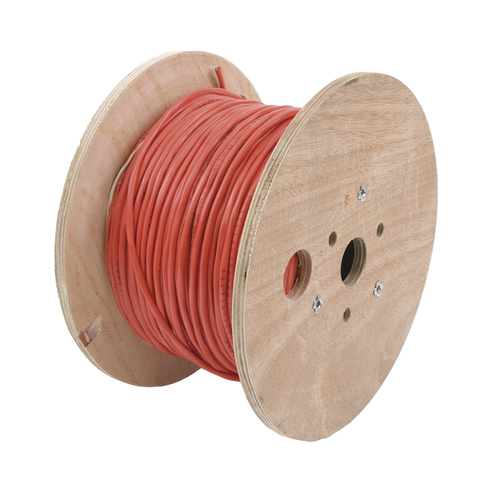 152-meter coil of 2 x 14 AWG wire, SHIELDED, type FPLR, red, for applications in fire detection systems and Evacuation Systems.