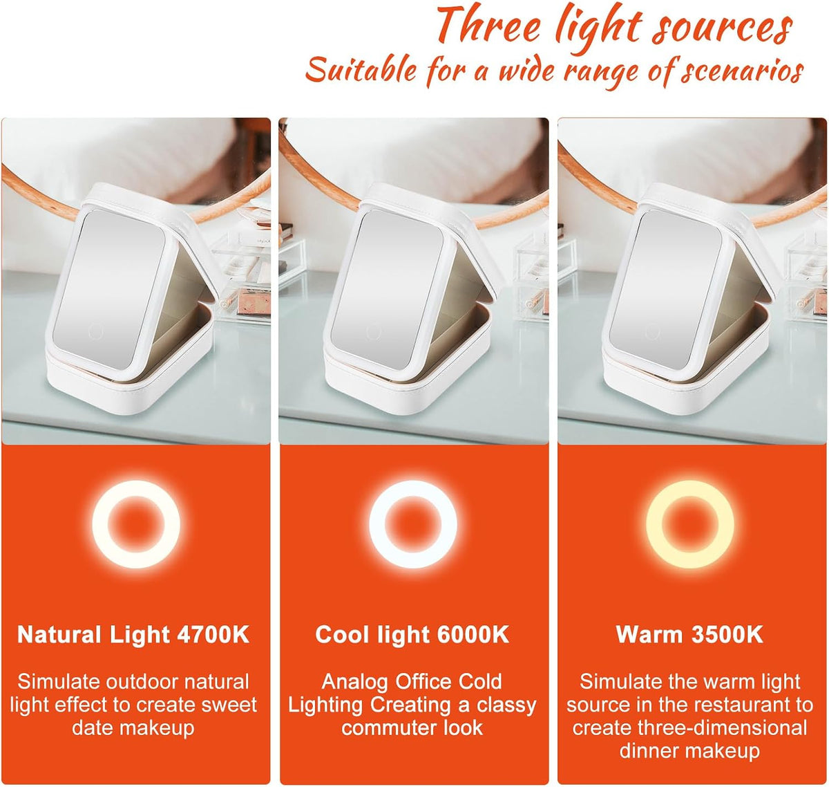 Joyero Cosmetiquera Con Espejo Led