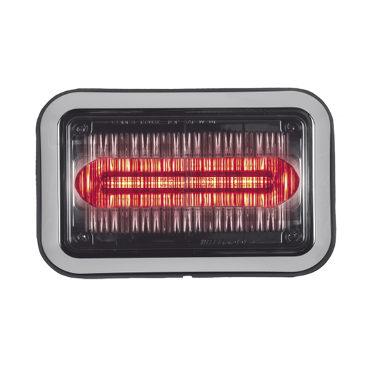 Luz perimetral LED PriZm ™ II de 4x6 con bisel, lente transparente y color REF8, rojo