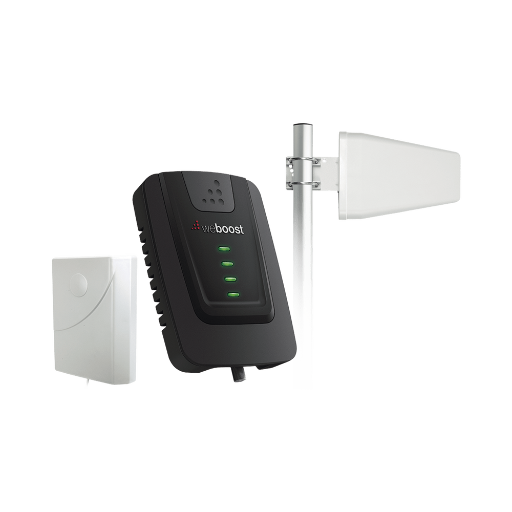 Kit de Amplificador de Señal Celular para Vehículo Recreacional u Oficina Móvil | 4G LTE 3G y 2G | 65 dB de Ganancia | Incluye Mástil Telescópico para Antena Exterior