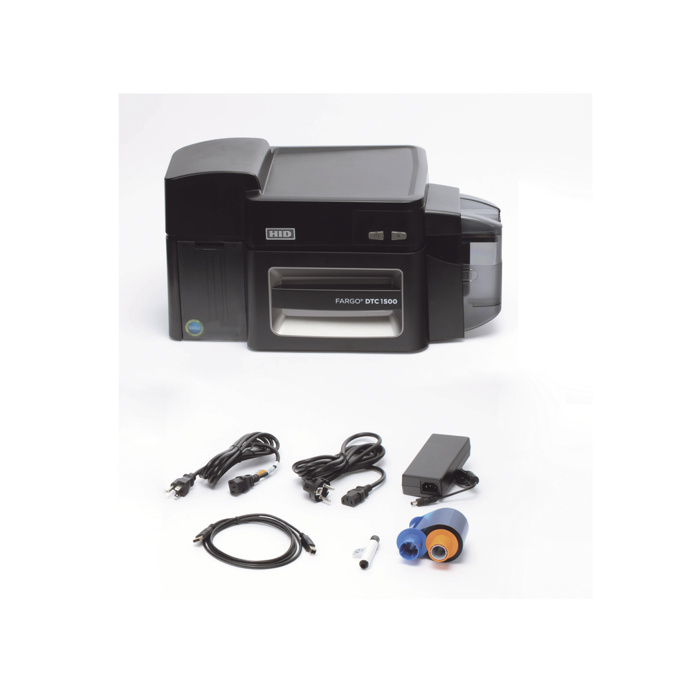 DTC1500 Professional Single-Sided Printer Kit (Optional Double-Sided) / Watermark / Includes Full Color YMCKO Ribbon for 500 Prints and Asure ID Express Software