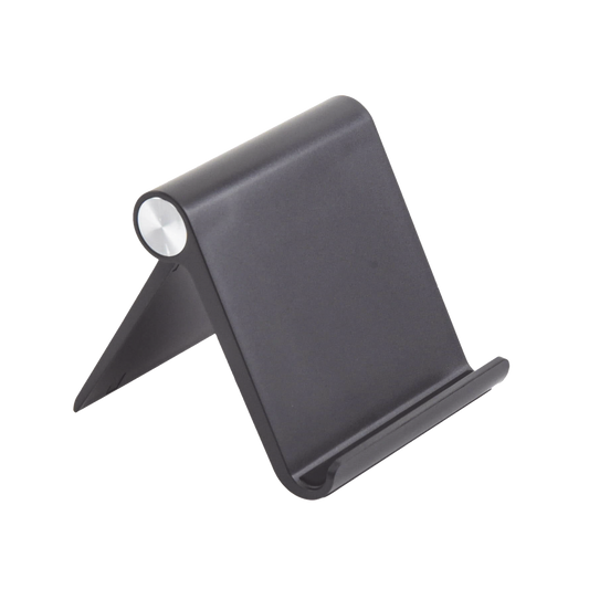 Soporte para Telefono Celular & Tablet / Ajustable de 0° a 100° / Goma Antiarañazos / Antideslizante / Amplia Compatibilidad con dispositivos de 4'' a 7.9'' / Plegable / ABS / Color Negro