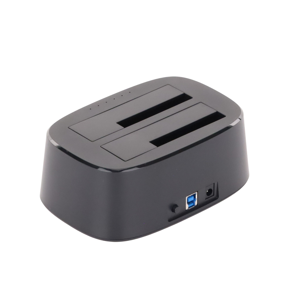 Base USB 3.0 para Disco Duro de Doble Bahía / Soporta Discos SATA  de 2.5' & 3.5´ / Soporta discos de 12TB / Compatible con UASP, SATA 3.0 / Con adaptador de corriente 12V3A / Cable USB 1M / Alta Velocidad