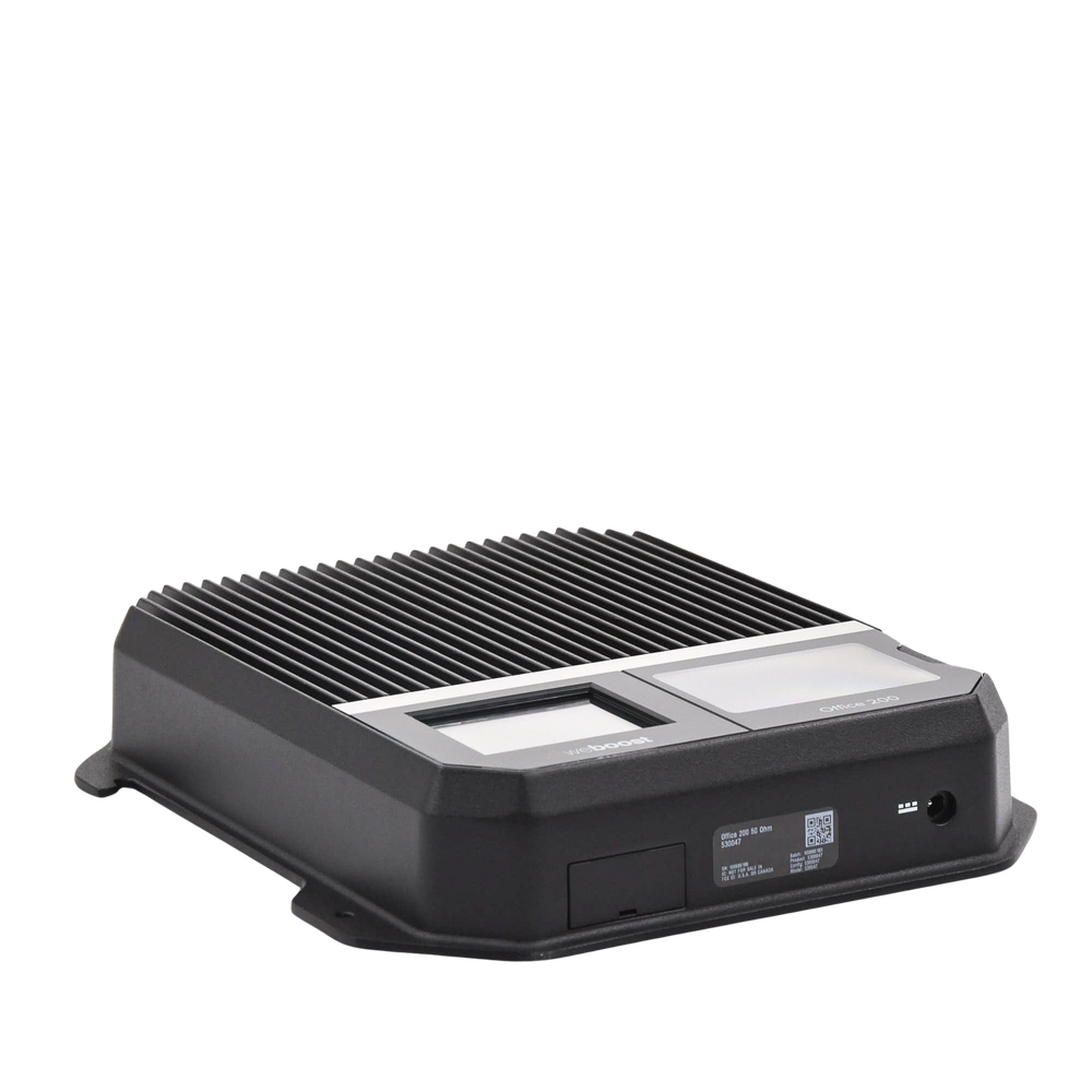Amplificador Office 200 para 4G, 3G, 2G y llamada VoLTE y convencional. Especial para personalizarlo con antenas, cables y accesorios de acuerdo al requerimiento de la instalación. Puede cubrir áreas de hasta 4300 Metros Cuadrados