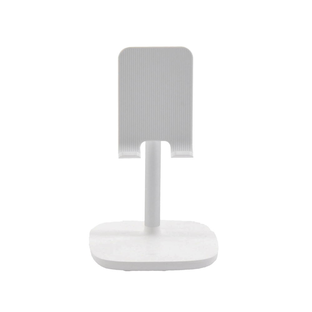 Soporte para Telefono Celular & Tablet / Ajustable de 5° a 45° / Base Antideslizante / Proteccion de Silicona / ABS / Amplia Compatibilidad con dispositivos de 4'' a 7.9'' / Color Blanco