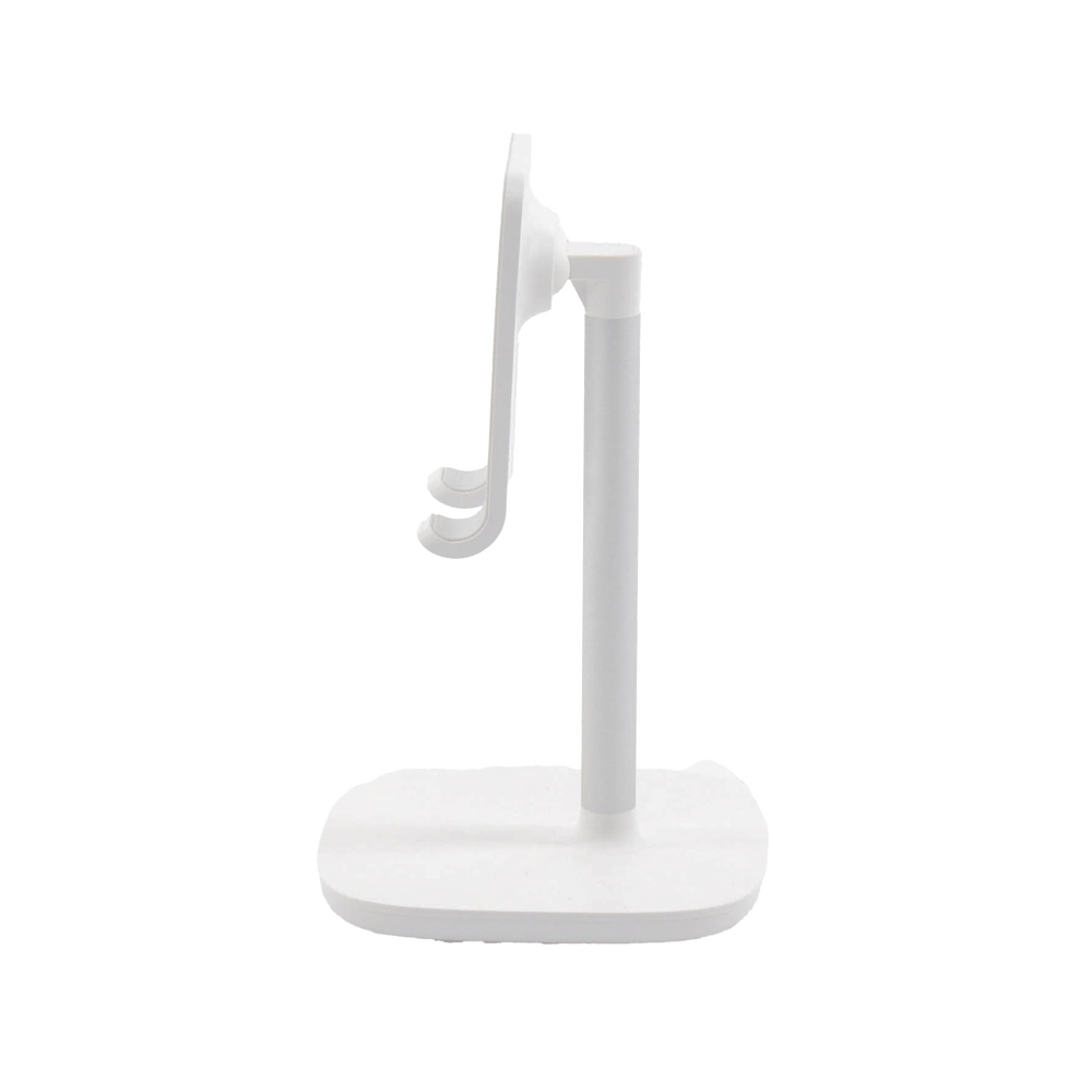 Soporte para Telefono Celular & Tablet / Ajustable de 5° a 45° / Base Antideslizante / Proteccion de Silicona / ABS / Amplia Compatibilidad con dispositivos de 4'' a 7.9'' / Color Blanco