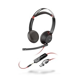 Auriculares Poly Blackwire 5220 8X231AA USB-C 3.5 mm micrófono con reducción de ruido