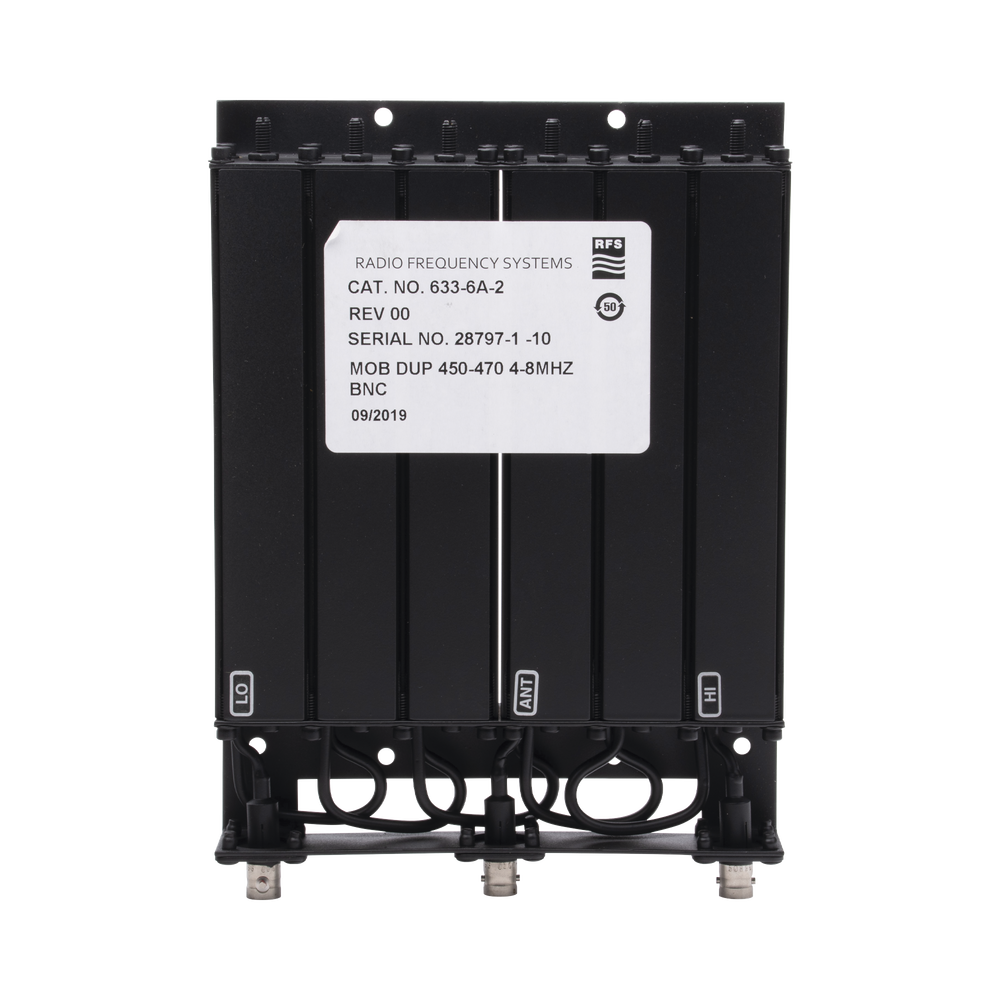 --Discontinued-Compact Band Rejection Duplexer, 450-470 MHz, 6 cavities, 50 Watt.