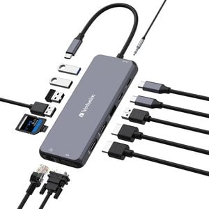 Hub multipuerto USB-C Verbatim 32154 14 puertos, HDMI 4K y carga 85W