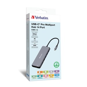 Hub multipuerto USB-C Verbatim 32154 14 puertos, HDMI 4K y carga 85W