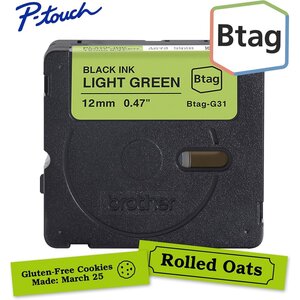 Cinta Brother BTAGG31 P-touch 12 mm x 4 m, verde claro y removible