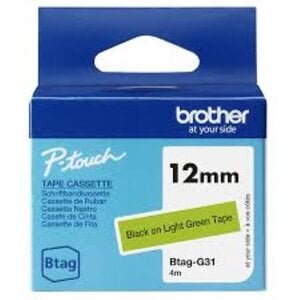 Cinta Brother BTAGG31 P-touch 12 mm x 4 m, verde claro y removible