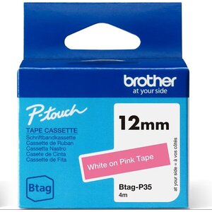 Cinta para etiquetas Brother P-touch BTAGP35 12mm x 4m removible rosa
