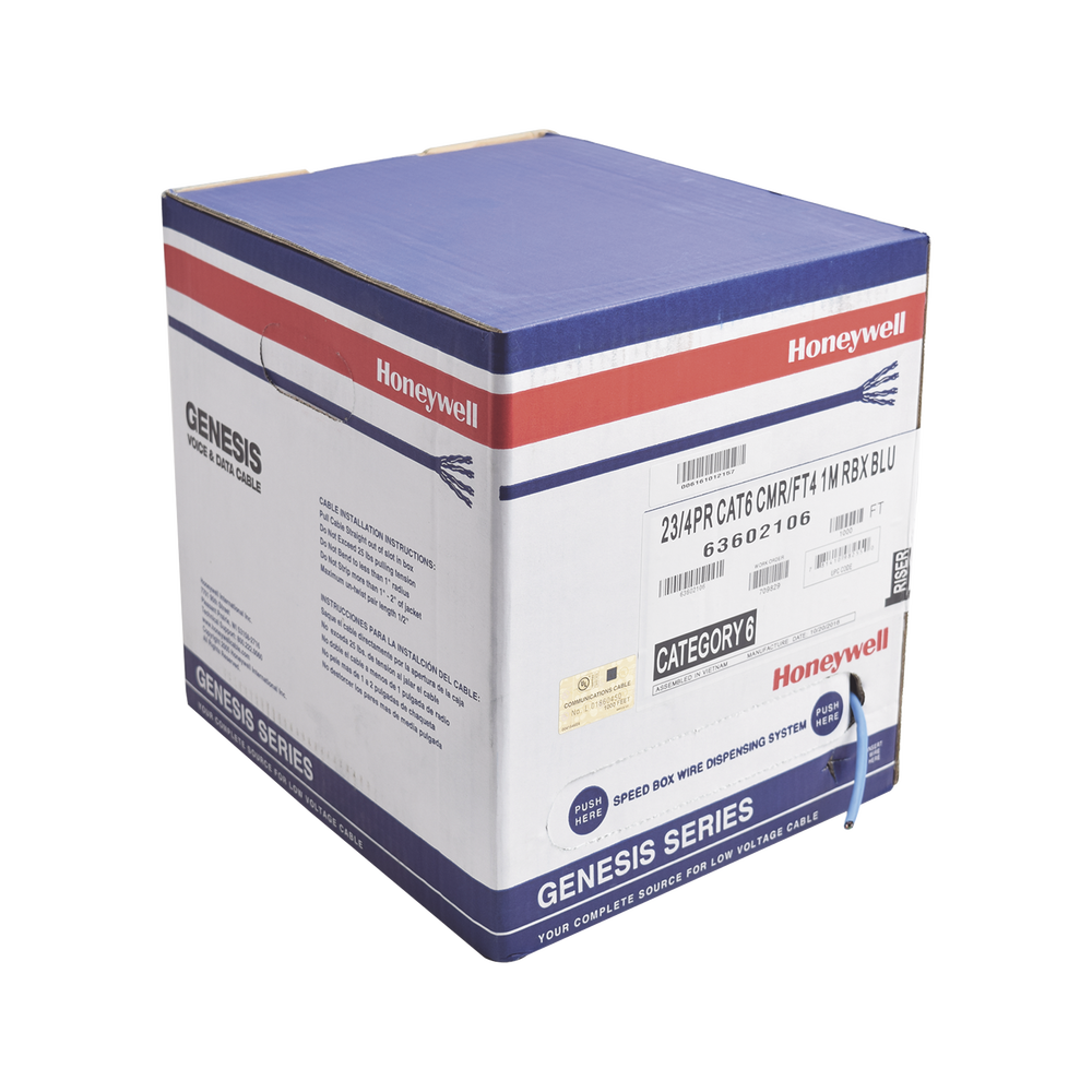 Bobina de cable de 305 metros, UTP Cat6,de color Azul, UL, CMR, SPNLS, probado a 350 Mhz, para aplicaciones de CCTV / redes de datos/ IP megapixel / control rs485