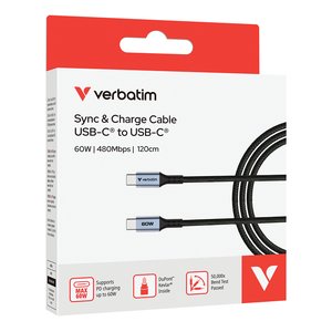Cable Verbatim 23942318453 USB-C a USB-C, 60 W y 120 cm