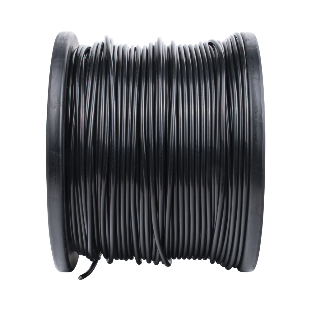 Bobina de 1000 ft ( 305 m ) Cat5e con gel para exterior, color Negro, para aplicaciones en sistemas de redes de datos y cableado estructurado.Uso intemperie.