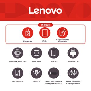 Tableta Lenovo Tab TB311XU 10.1 pulgadas WUXGA MediaTek Helio G85 4GB 128GB
