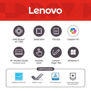 Portátil 2 en 1 Lenovo Yoga 7 14AKP10 R7, 24GB, 1TB SSD