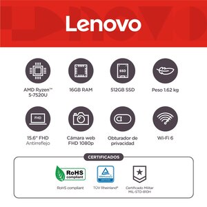 Portátil Lenovo IdeaPad Slim 3 15AMN8 Ryzen 5 16GB 512GB SSD