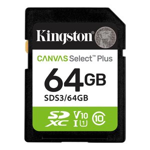 Tarjeta SDXC Kingston SDS3/64GB Canvas Select Plus, 64GB, UHS-I, 100MB/s