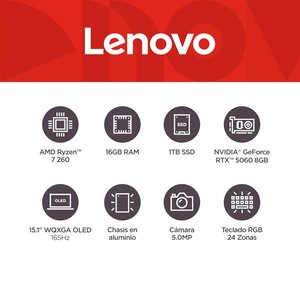 Portátil gamer Lenovo Legion 5 83M0007ULM Ryzen 7 16GB 1TB RTX 5060