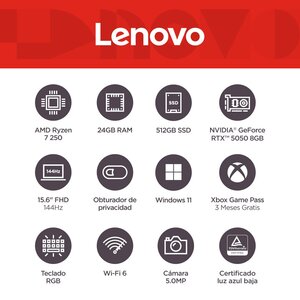 Portátil gamer Lenovo LOQ 15 83JG0088LM 24GB 512GB RTX 5050 8GB
