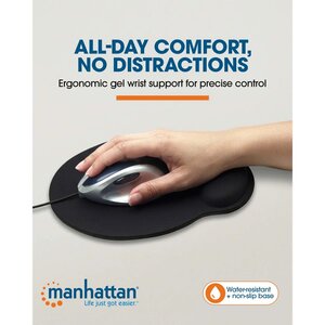 Mouse pad Manhattan 434362 gel 240 x 200 mm reposamuñecas negro