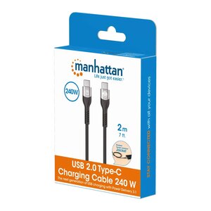 Cable Manhattan 356367 USB-C a USB-C 480 Mbps PD 3.1 240 W 2 m